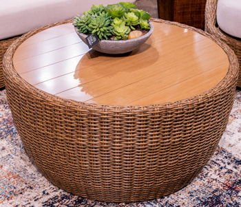 Double Point - Beige - Round Cocktail Table Coffee Tables by Signature Design by Ashley® - Walls Furniture & Mattress