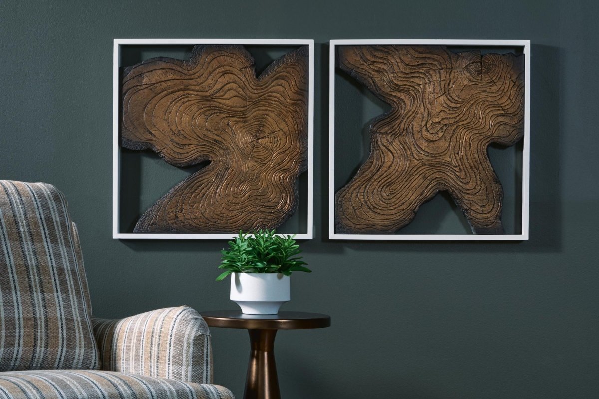 Landley - Wall Decor Set (Set of 2) - Brown / White Wall Decor by Signature Design by Ashley® - Walls Furniture & Mattress