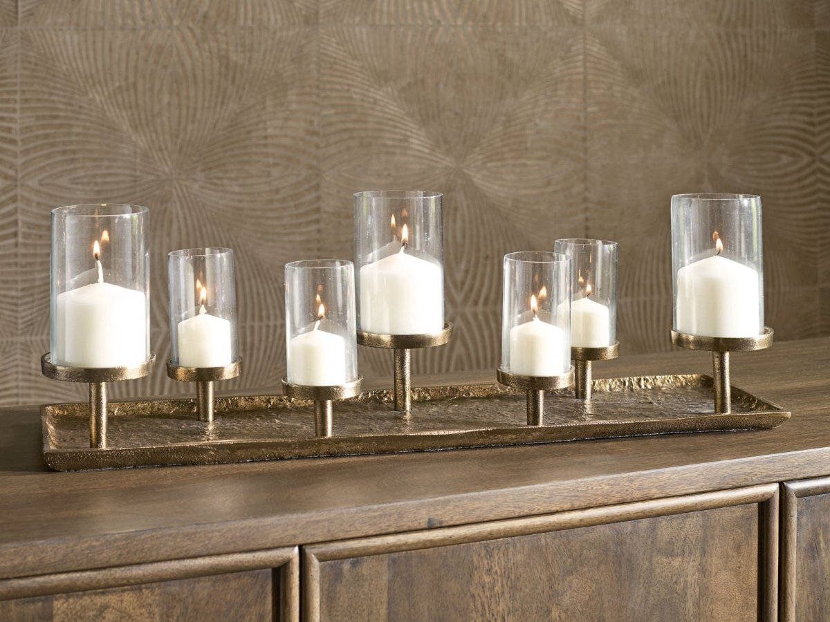 Wallmond - Antique Brass Finish - Candle Holder Candles & Holders by Signature Design by Ashley® - Walls Furniture & Mattress