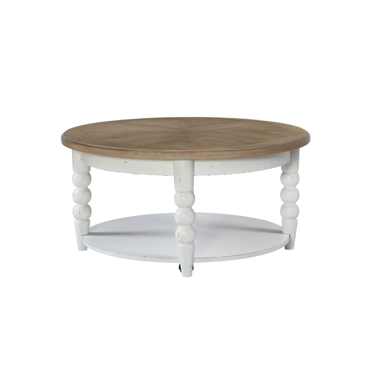 Turnberry Park - Round Cocktail Table - Washed White Cocktail Tables by Liberty Furniture - Walls Furniture & Mattress