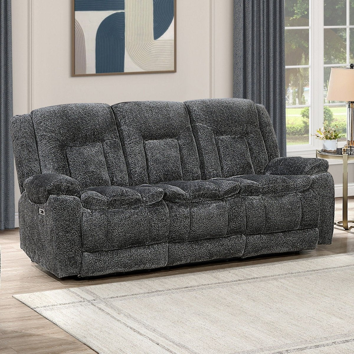 Stanwick - Reclining Sofa With Power Footrest - Gray Reclining Sofas by New Classic - Walls Furniture & Mattress