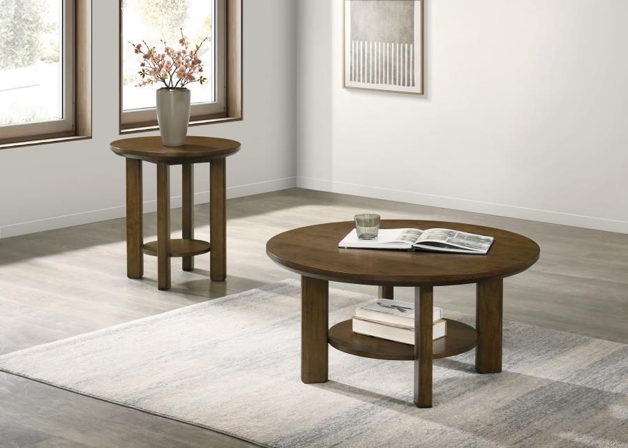 Ottowa - Round Wood Coffee Table Set Table Sets by Coaster Fine Furniture - Walls Furniture & Mattress