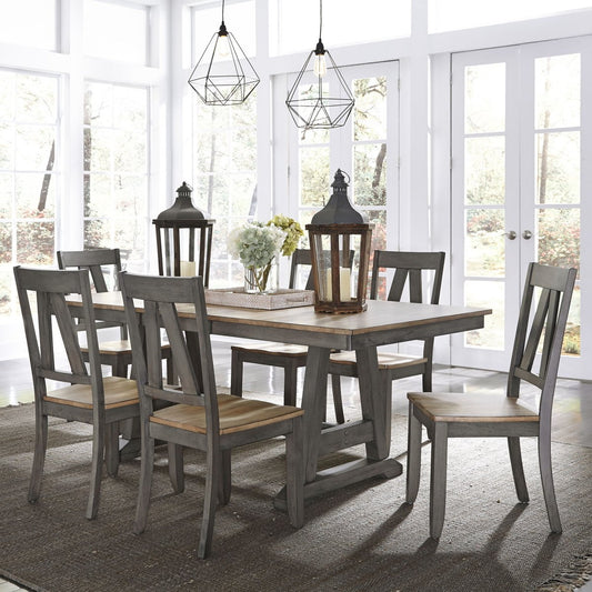 Lindsey Farm - Trestle Table Set 5 Piece Dining Room Sets by Liberty Furniture - Walls Furniture & Mattress