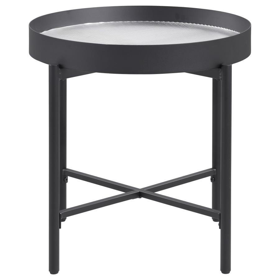 Ozella - Round Table With Hidden Storage Sandy End Tables by Coaster Fine Furniture - Walls Furniture & Mattress