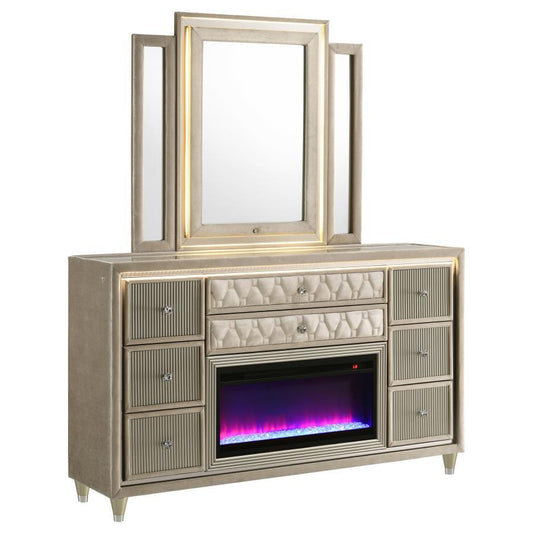 Lorient - 8 - Drawer LED Bedroom Flame Box Dresser Dressers by Coaster Fine Furniture - Walls Furniture & Mattress
