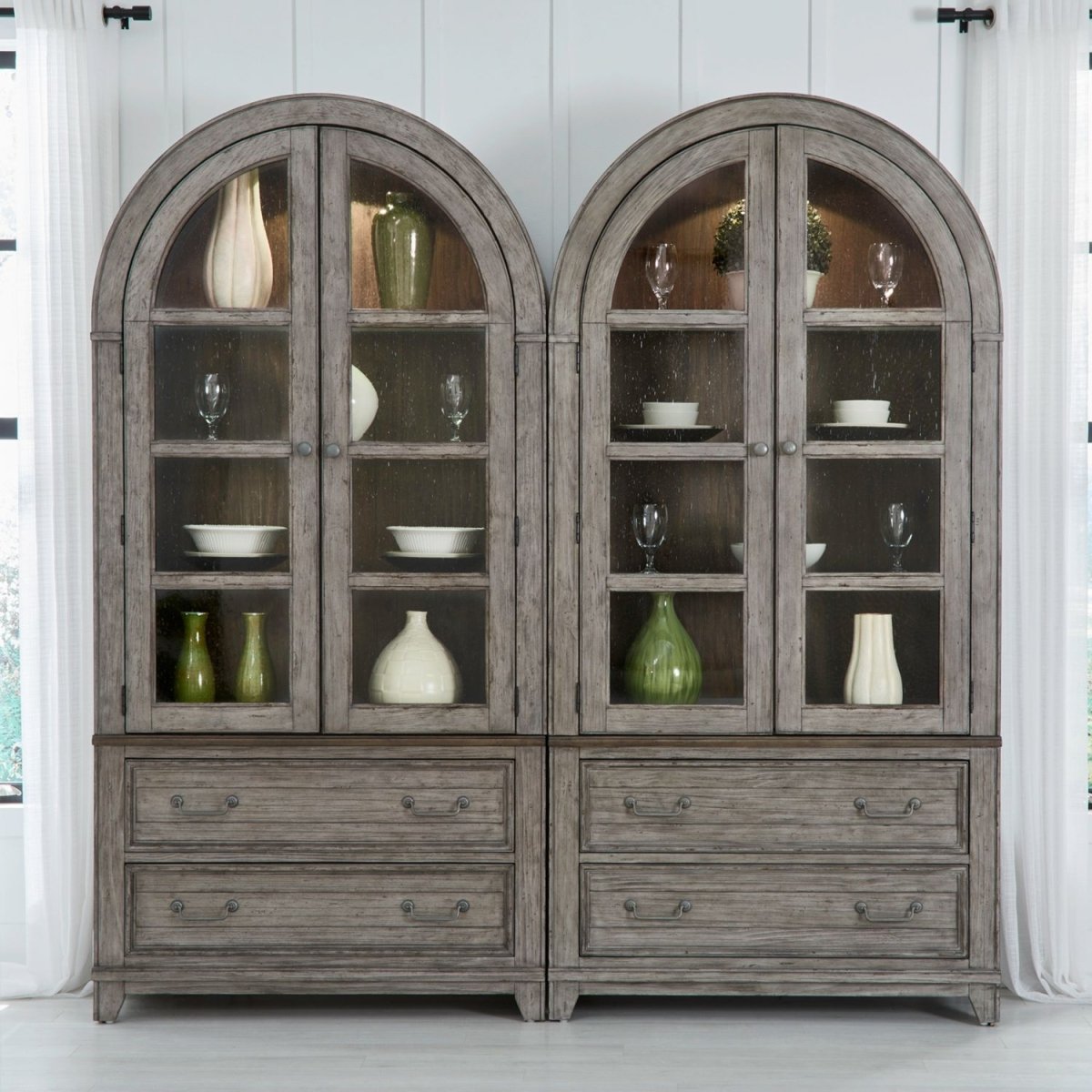 River Place - Bunching Curio (Set of 2) - Gray 2 Piece Dining Room Sets by Liberty Furniture - Walls Furniture & Mattress