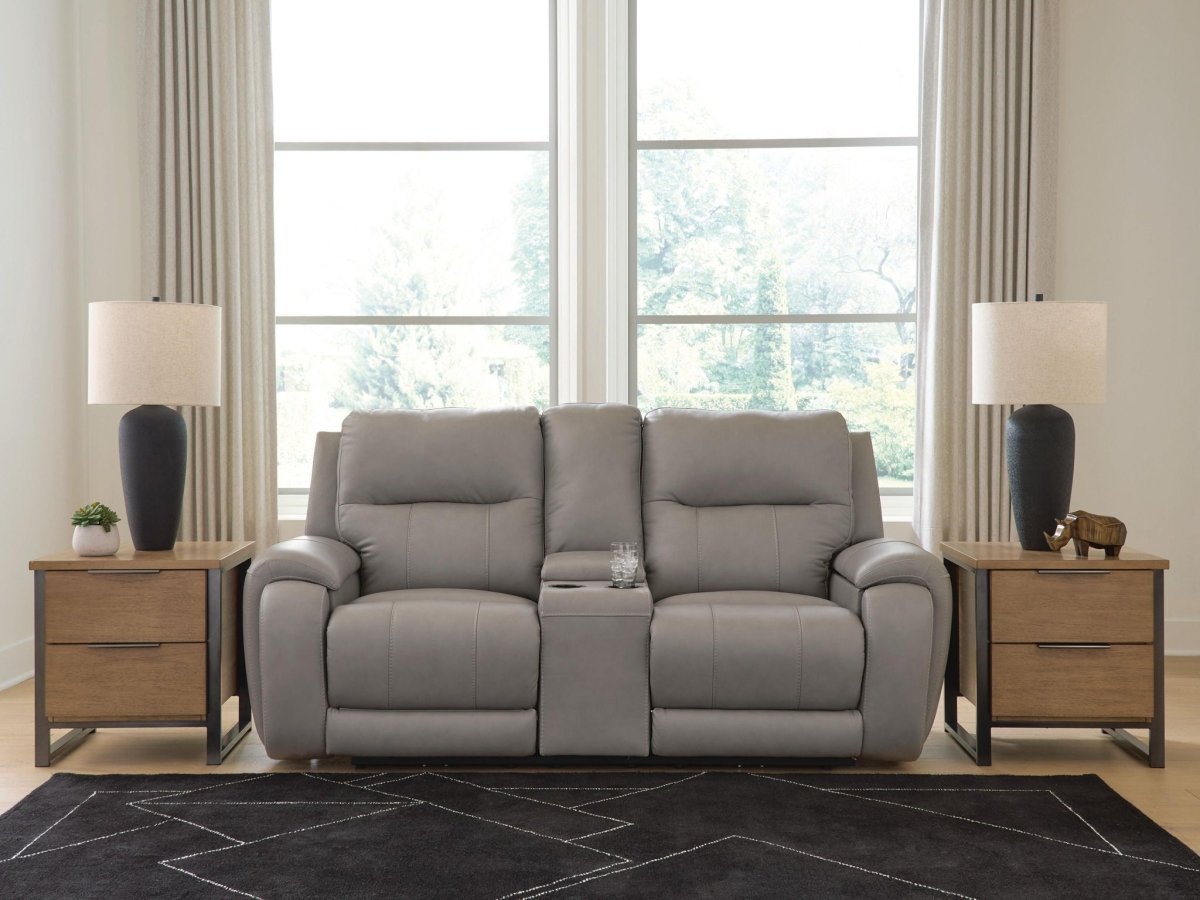 Real Moments - Power Reclining Loveseat With Audio Seating - Ash Reclining Loveseats by Signature Design by Ashley® - Walls Furniture & Mattress
