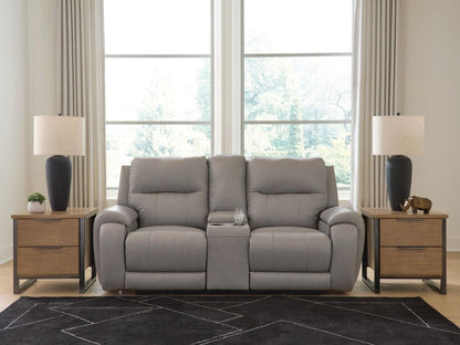 Real Moments - Power Reclining Loveseat With Audio Seating - Ash Reclining Loveseats by Signature Design by Ashley® - Walls Furniture & Mattress
