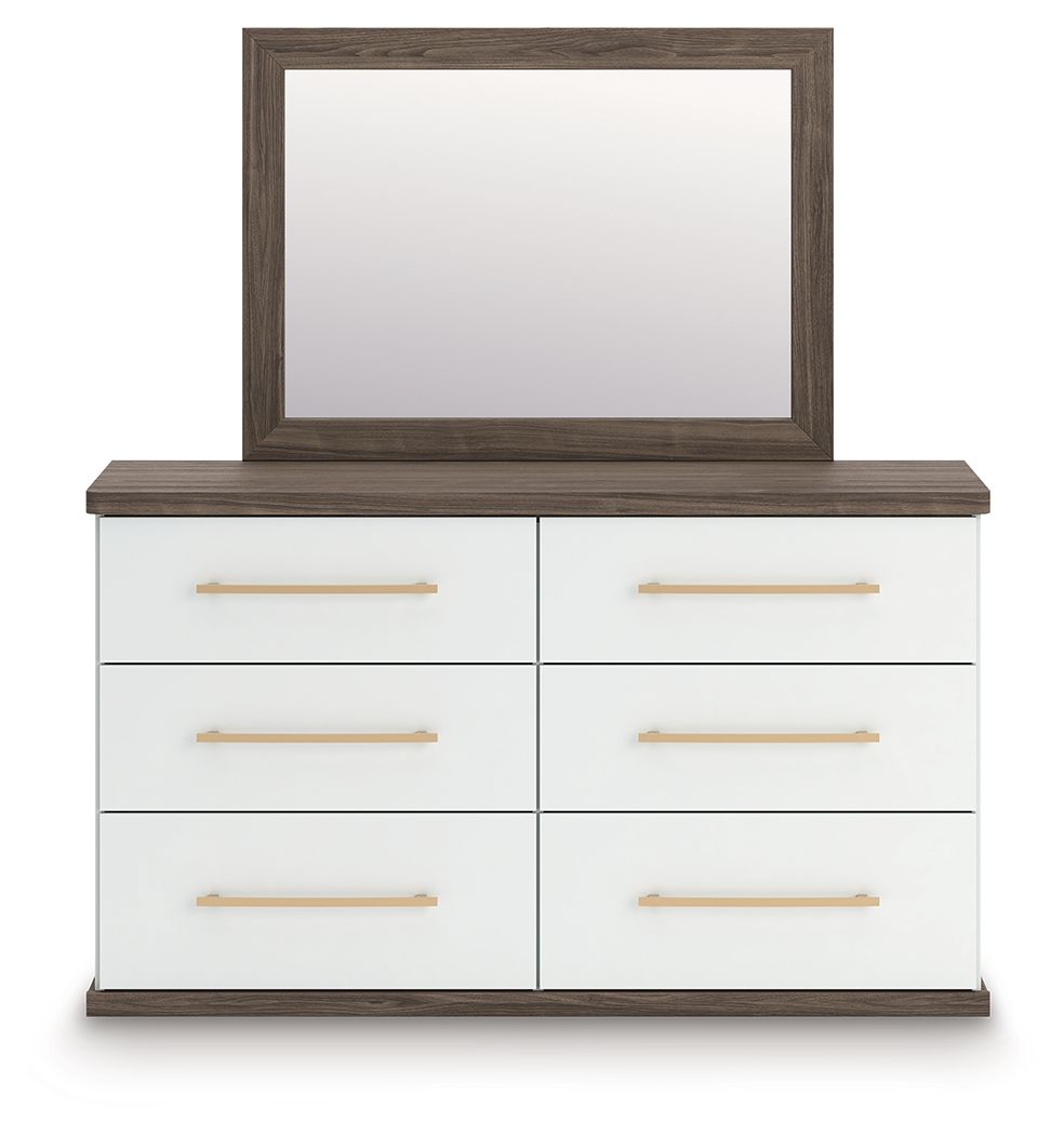 Kendanport - 4 Pc. - King Platform Bed, Dresser, Mirror And Nightstand - Brown / White 4 Piece Bedroom Sets by Signature Design by Ashley® - Walls Furniture & Mattress