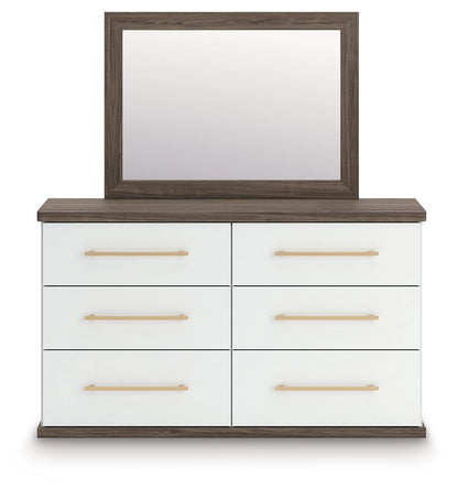 Kendanport - 4 Pc. - King Platform Bed, Dresser, Mirror And Nightstand - Brown / White 4 Piece Bedroom Sets by Signature Design by Ashley® - Walls Furniture & Mattress