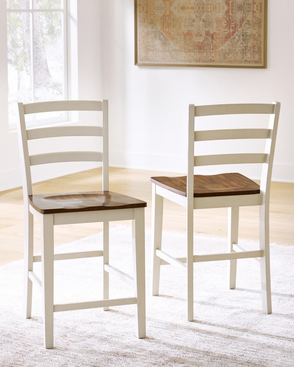 Brinfern - Barstool (Set of 2) - Brown / Antique White Stool Sets by Signature Design by Ashley® - Walls Furniture & Mattress