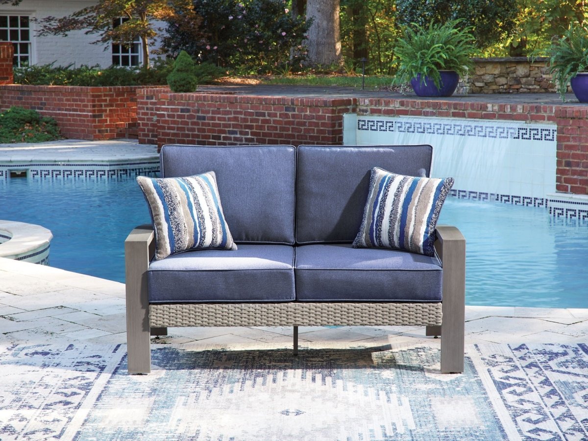 Half Moon Beach - Loveseat With Cushion - Blue / Gray Loveseats by Signature Design by Ashley® - Walls Furniture & Mattress
