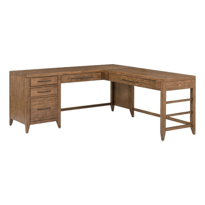 Shaker Lakes - L Shaped Desk Set - Harvest Brown Corner Desks by Liberty Furniture - Walls Furniture & Mattress