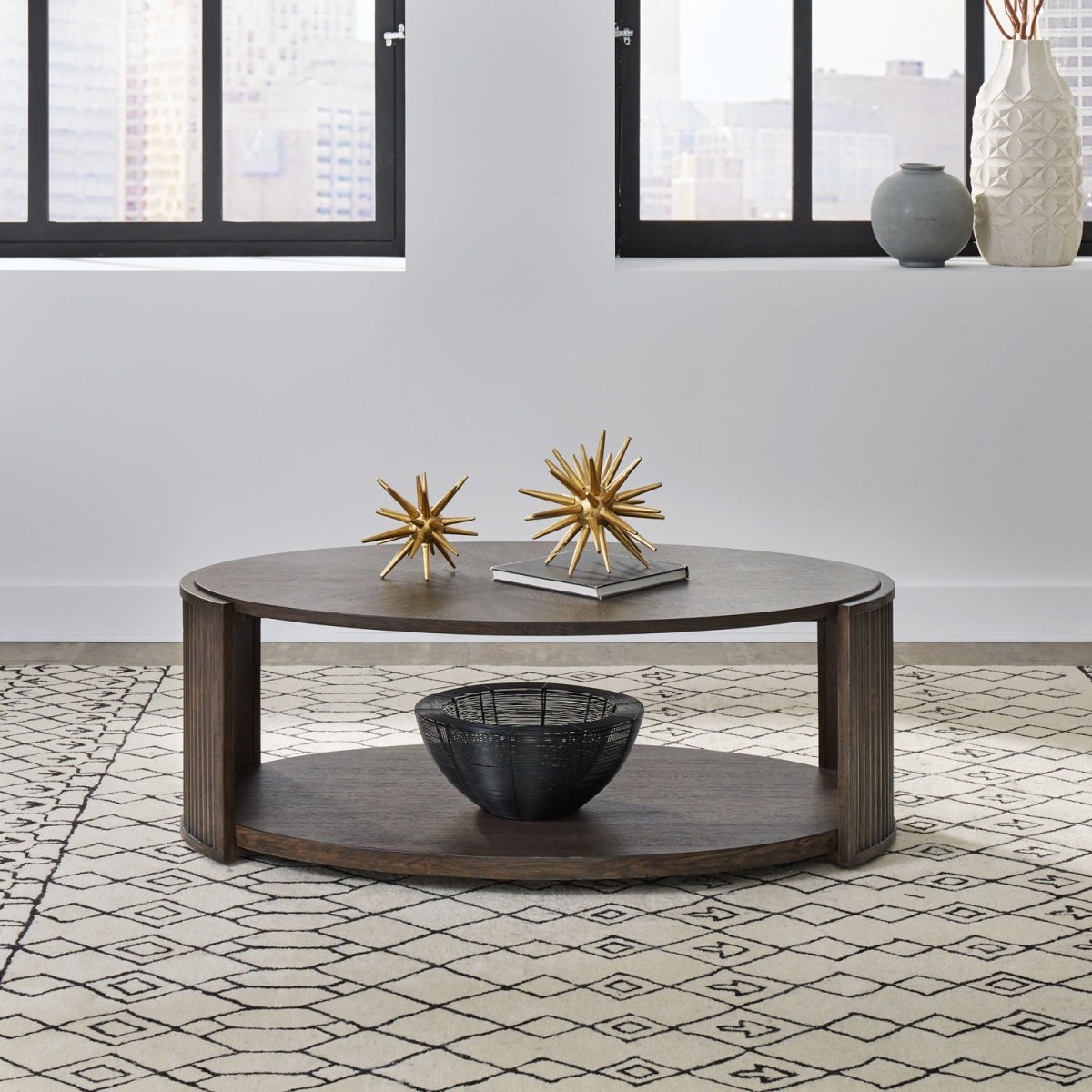 City View - Oval Cocktail Table - Coffee Bean Cocktail Tables by Liberty Furniture - Walls Furniture & Mattress