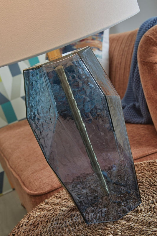 Tallow - Glass Table Lamp - Blue Table Lamps by Signature Design by Ashley® - Walls Furniture & Mattress