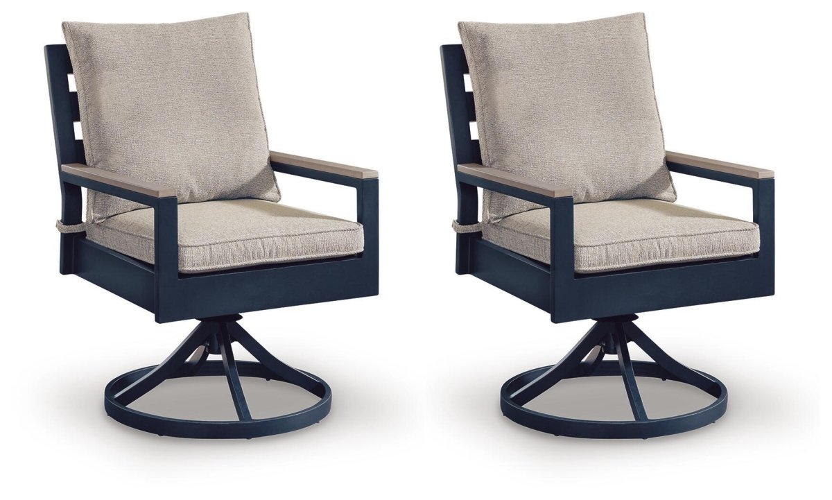 East Beach - Swivel Chair With Cushion (Set of 2) - Blue Chair Sets by Signature Design by Ashley® - Walls Furniture & Mattress