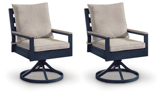 East Beach - Swivel Chair With Cushion (Set of 2) - Blue Chair Sets by Signature Design by Ashley® - Walls Furniture & Mattress