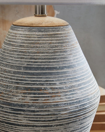 Lawrock - Antique Blue - Terracotta Table Lamp Table Lamps by Signature Design by Ashley® - Walls Furniture & Mattress