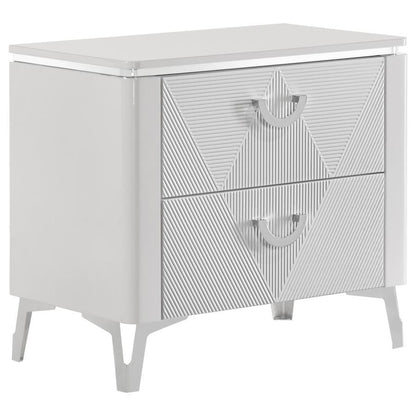 Cassia - 2 - Drawer Nightstand Bedside Table - White High Gloss Accent Nightstands by Coaster Fine Furniture - Walls Furniture & Mattress
