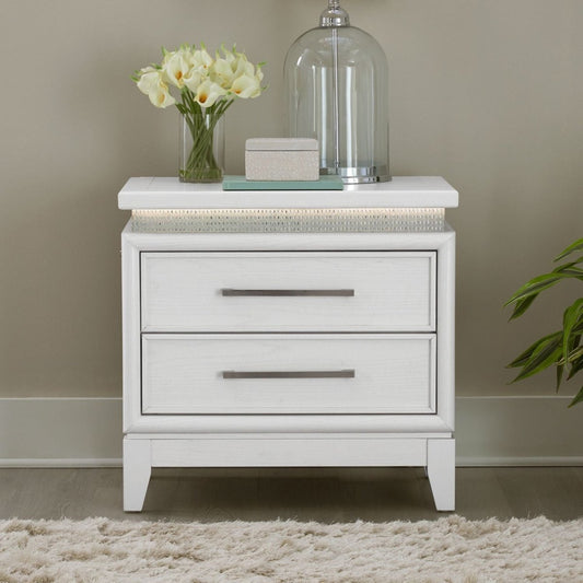 Reflections - Nightstand With Lights and Charging Station - White Nightstands w/ Charging Stations by Liberty Furniture - Walls Furniture & Mattress