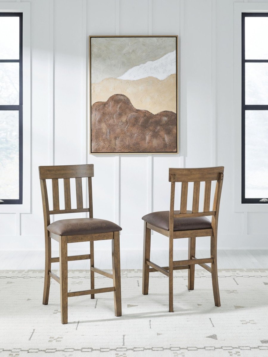 Urbinforte - Upholstered Barstool (Set of 2) - Light Brown Stool Sets by Signature Design by Ashley® - Walls Furniture & Mattress