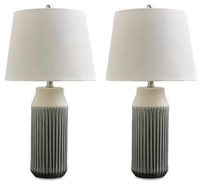 Afener - Ceramic Table Lamp (Set of 2) - Blue / Beige Table Lamps by Signature Design by Ashley® - Walls Furniture & Mattress