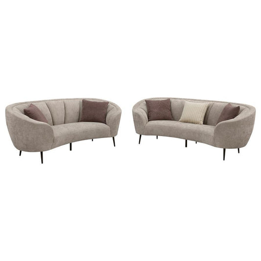 Ellorie - Upholstered Curved Sofa Set Stationary Sofas & Loveseats by Coaster Fine Furniture - Walls Furniture & Mattress