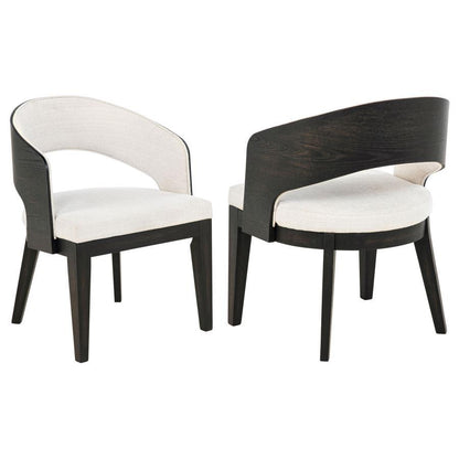 Leandro - Upholstered Dining Arm Chair (Set of 2) - Burnished Black / Cream Chair Sets by Coaster Fine Furniture - Walls Furniture & Mattress