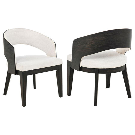 Leandro - Upholstered Dining Arm Chair (Set of 2) - Burnished Black / Cream Chair Sets by Coaster Fine Furniture - Walls Furniture & Mattress