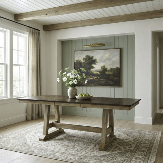 Lindsey Farm - Trestle Table - Natural & Brown Dining Tables by Liberty Furniture - Walls Furniture & Mattress