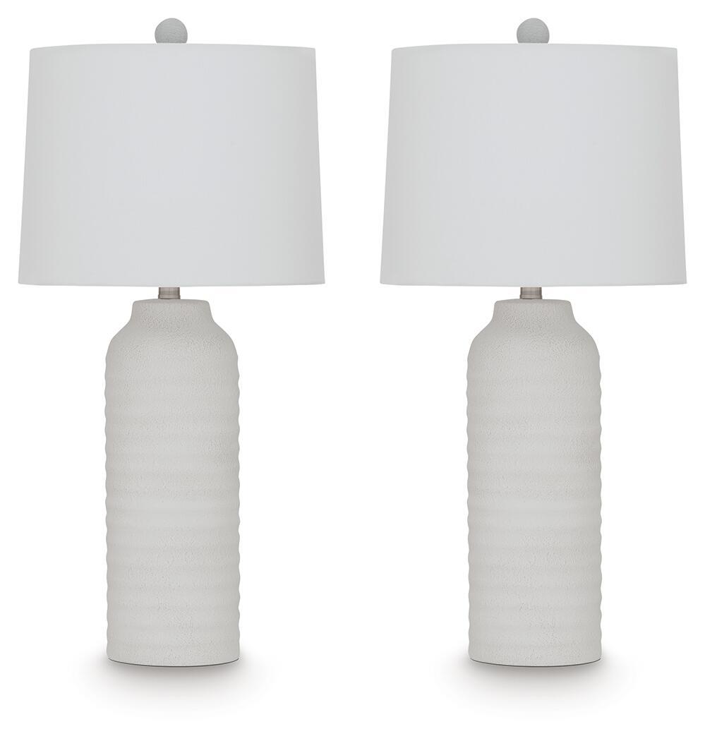 Vauville - Poly Table Lamp (Set of 2) - White Table Lamps by Signature Design by Ashley® - Walls Furniture & Mattress