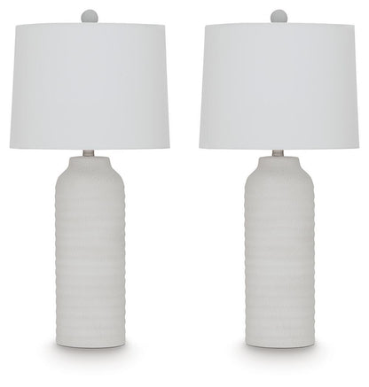 Vauville - Poly Table Lamp (Set of 2) - White Table Lamps by Signature Design by Ashley® - Walls Furniture & Mattress