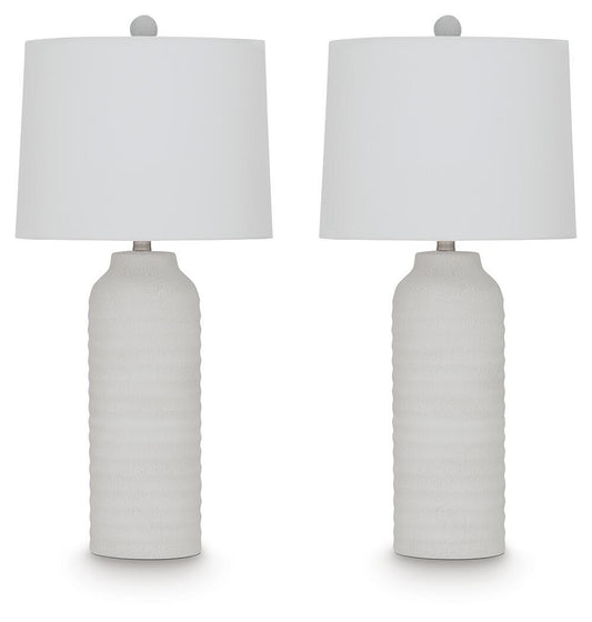 Vauville - Poly Table Lamp (Set of 2) - White Table Lamps by Signature Design by Ashley® - Walls Furniture & Mattress
