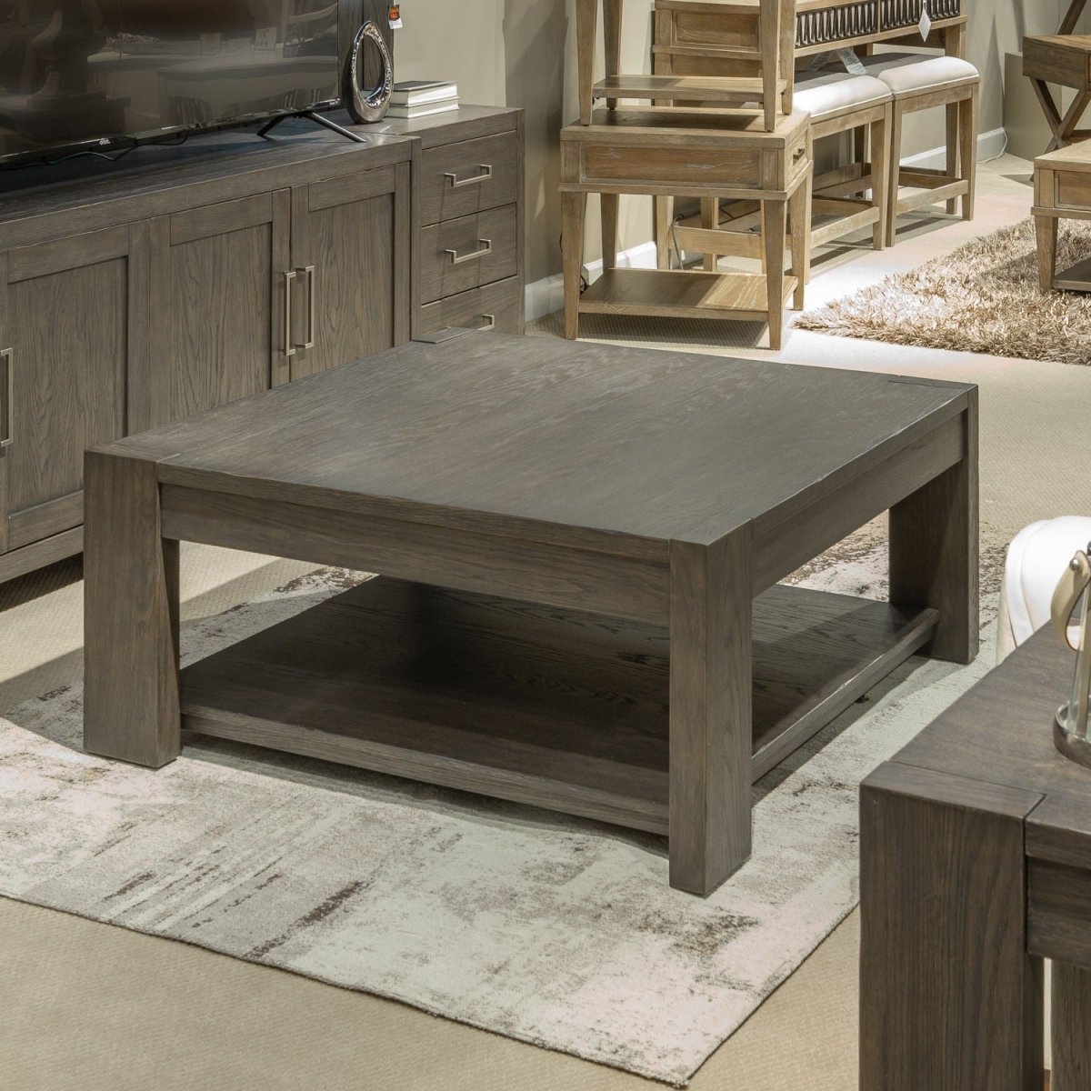 Lennox Hill - Oversized Square Cocktail Table - Dark Brown Cocktail Tables by Liberty Furniture - Walls Furniture & Mattress