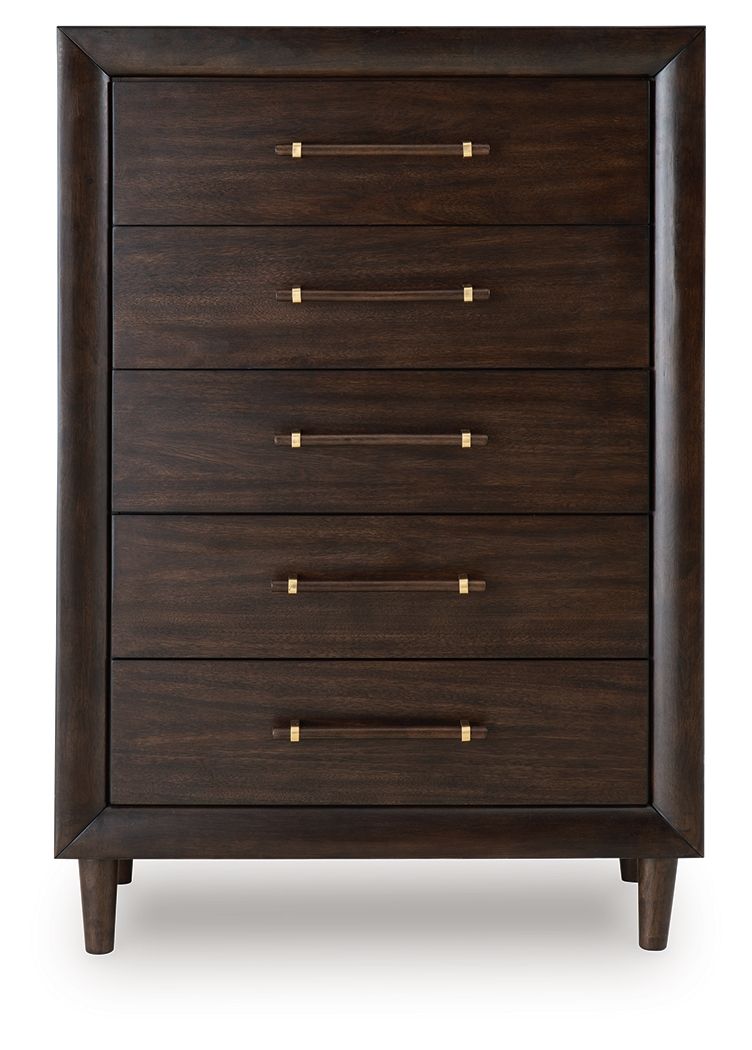 Dantenton - Five Drawer Chest - Merlot Accent Chests by Benchcraft® - Walls Furniture & Mattress