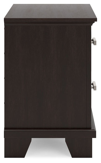 Covetown - Two Drawer Night Stand - Dark Brown Accent Nightstands by Signature Design by Ashley® - Walls Furniture & Mattress
