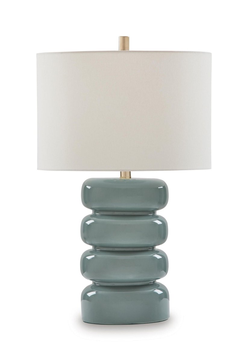 Clayard - Ceramic Table Lamp - Gray Blue Table Lamps by Signature Design by Ashley® - Walls Furniture & Mattress