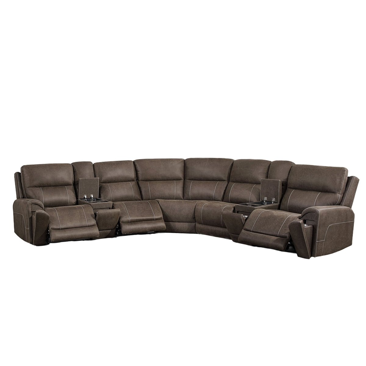 Gaia - 7 Piece P2 Power Sectional - Brown Reclining Sectionals by New Classic - Walls Furniture & Mattress