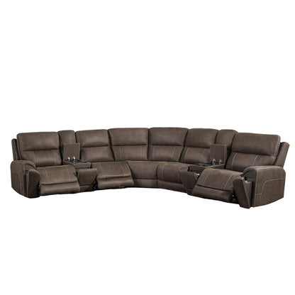 Gaia - 7 Piece P2 Power Sectional - Brown Reclining Sectionals by New Classic - Walls Furniture & Mattress