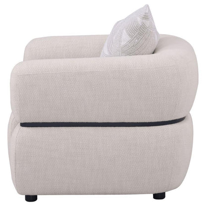Jeanette - Fabric Upholstered Round Arm Accent Chair - Beige Arm Chairs by Coaster Fine Furniture - Walls Furniture & Mattress