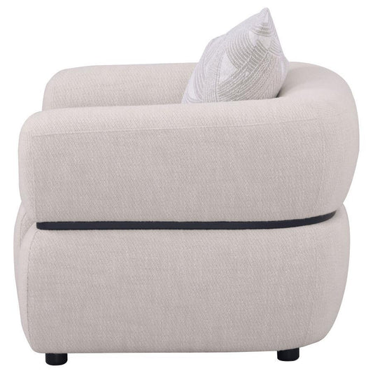 Jeanette - Fabric Upholstered Round Arm Accent Chair - Beige Arm Chairs by Coaster Fine Furniture - Walls Furniture & Mattress