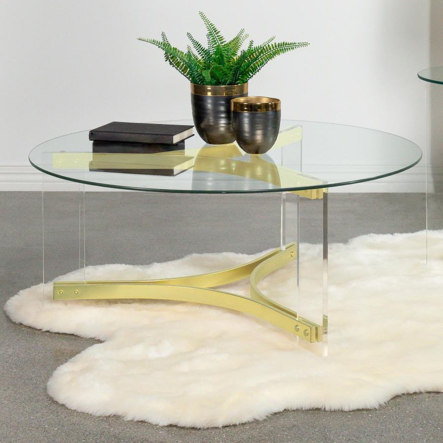 Janessa - Round Glass Top Acrylic Leg Table End Tables by Coaster Fine Furniture - Walls Furniture & Mattress