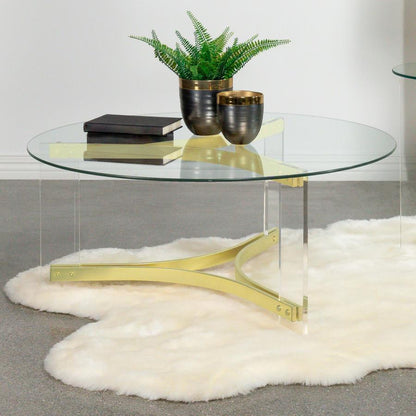 Janessa - Round Glass Top Acrylic Leg Table End Tables by Coaster Fine Furniture - Walls Furniture & Mattress