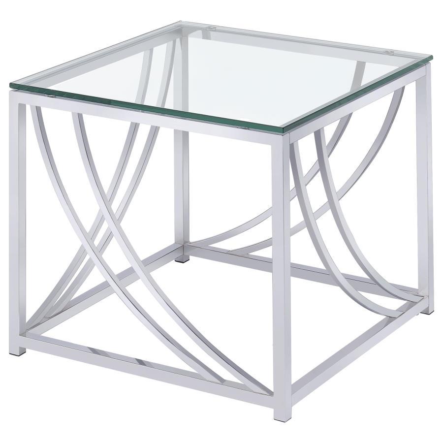 Lille - 2 Piece Glass Top Coffee And End Table Set - Chrome Table Sets by Coaster Fine Furniture - Walls Furniture & Mattress