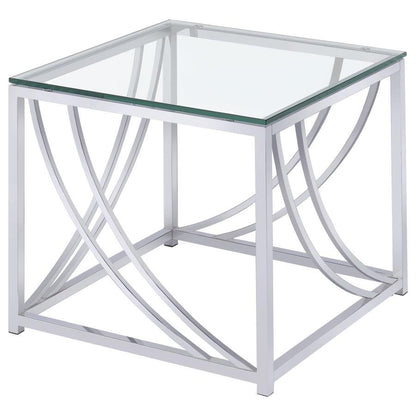 Lille - 2 Piece Glass Top Coffee And End Table Set - Chrome Table Sets by Coaster Fine Furniture - Walls Furniture & Mattress