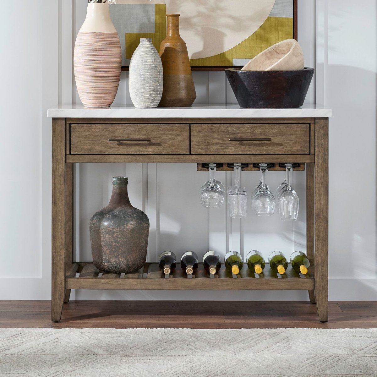 Edison - Server With Faux Marble Top - Brownstone Servers by Liberty Furniture - Walls Furniture & Mattress