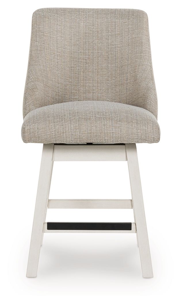 Robbinsdale - Antique White - Upholstered Swivel Curved Back Barstool (Set of 2) Stool Sets by Signature Design by Ashley® - Walls Furniture & Mattress