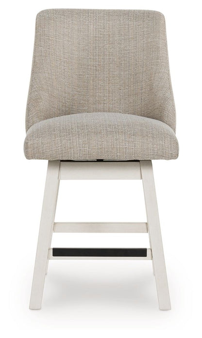 Robbinsdale - Antique White - Upholstered Swivel Curved Back Barstool (Set of 2) Stool Sets by Signature Design by Ashley® - Walls Furniture & Mattress