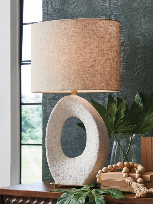 Trentlen - Cream / Gold Finish - Paper Table Lamp Table Lamps by Signature Design by Ashley® - Walls Furniture & Mattress