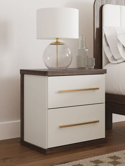Kendanport - Brown / White - Two Drawer Night Stand Nightstands w/ Charging Stations by Signature Design by Ashley® - Walls Furniture & Mattress